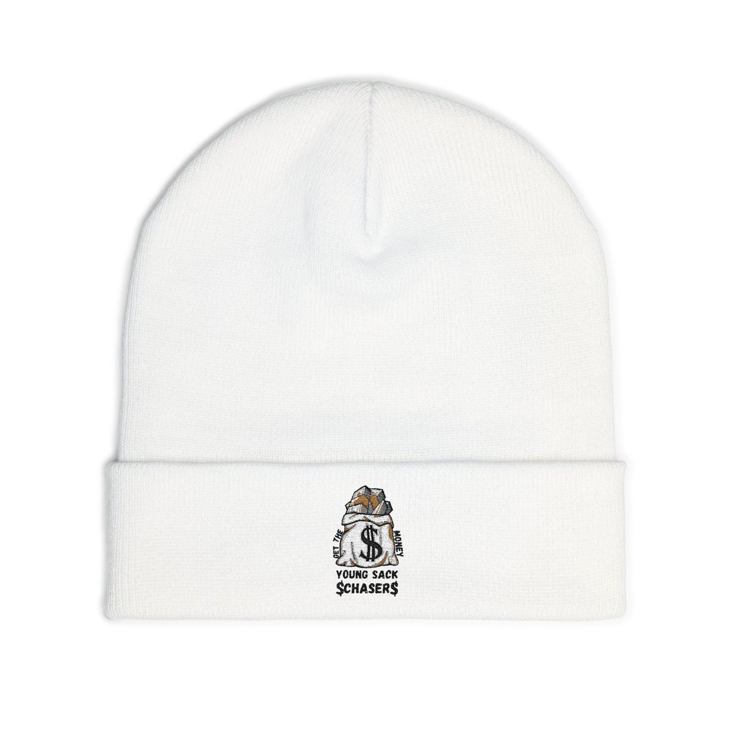 White Embroidered 'Young Sack Chasers' Beanie