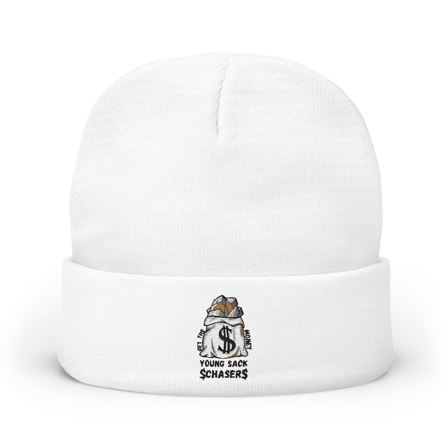 White Embroidered 'Young Sack Chasers' Beanie