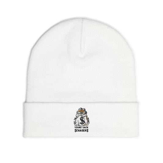 White Embroidered 'Young Sack Chasers' Beanie